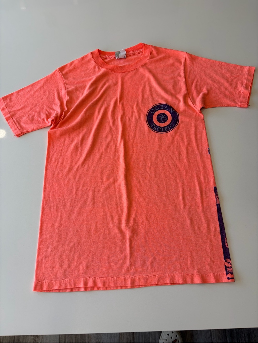 Men’s Small Ocean Pacific Neon Coral Graphic Tee